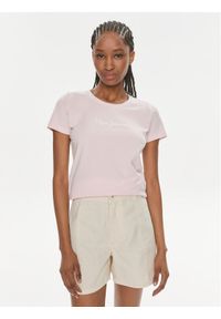 Pepe Jeans T-Shirt New Virginia Ss N PL505202 Różowy Slim Fit. Kolor: różowy. Materiał: bawełna #1