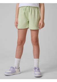 4f - 4F Spodenki dresowe dziewczęce - miętowe 134 (8-9 lat). Kolor: turkusowy. Materiał: dresówka. Sezon: lato. Sport: turystyka piesza #2