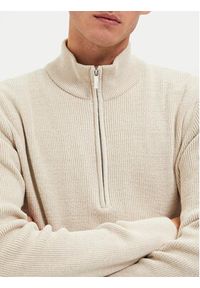 Selected Homme Sweter Rodney 16087985 Beżowy Regular Fit. Kolor: beżowy. Materiał: bawełna, syntetyk #4