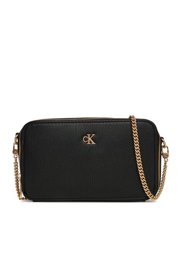 Calvin Klein Jeans Torebka Minimal Mono Camera Bag LV04K1086G Czarny. Kolor: czarny. Materiał: skórzane