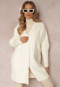 Renee - Jasnobeżowy Płaszcz Wełniany z Alpaką Oversize Długi z Kapturem Ortylia. Typ kołnierza: kaptur. Kolor: biały. Materiał: wełna. Długość rękawa: długi rękaw. Długość: długie #3