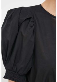 DKNY - Dkny bluzka bawełniana damska kolor czarny gładka. Okazja: na co dzień. Kolor: czarny. Materiał: bawełna. Długość: krótkie. Wzór: gładki. Styl: casual #5