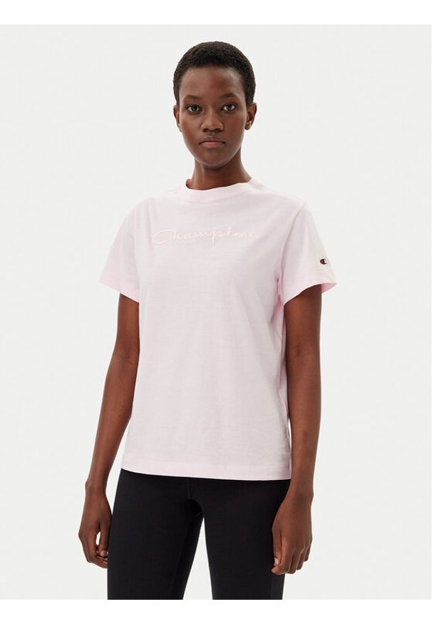 Champion T-Shirt 117650 Różowy Slim Fit. Kolor: różowy. Materiał: bawełna