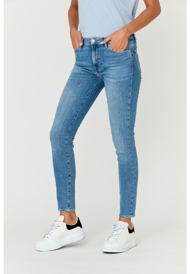 7 FOR ALL MANKIND Niebieskie jeansy SLIM ILLUSION WITHIN. Kolor: niebieski
