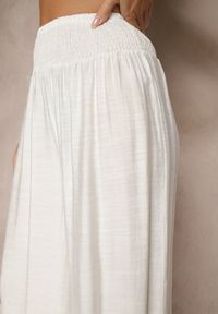 Renee - Jasnobeżowe Spodnie z Wiskozą o Szerokim Kroju High Waist Orrana. Okazja: na co dzień. Stan: podwyższony. Kolor: beżowy. Materiał: wiskoza. Styl: elegancki, casual #4