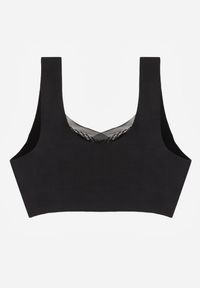 Renee - Czarny Sportowy Biustonosz z Usztywnieniem Ozdobiony Siateczkową Wstawką Edalissa. Kolor: czarny. Rodzaj stanika: wyciągane miseczki. Wzór: aplikacja #2