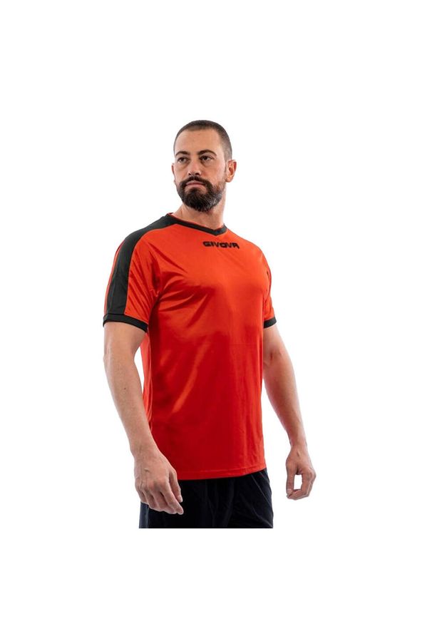Givova - Męska Koszulka Interlock Revolution. Kolor: czarny, żółty, wielokolorowy, pomarańczowy. Sport: turystyka piesza