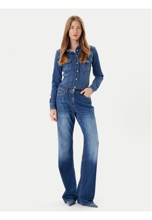 Guess Koszula jeansowa W5YH63 D0781 Niebieski Regular Fit. Kolor: niebieski. Materiał: jeans, syntetyk