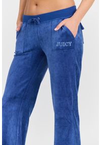 Juicy Couture - JUICY COUTURE Damskie niebieskie spodnie Heritage Crown Caisa Low Rise Pant. Kolor: niebieski. Materiał: materiał, poliamid, bawełna. Długość: długie #5