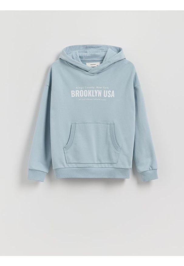 Reserved - Bawełniana bluza oversize - jasnoniebieski. Kolor: niebieski. Materiał: bawełna