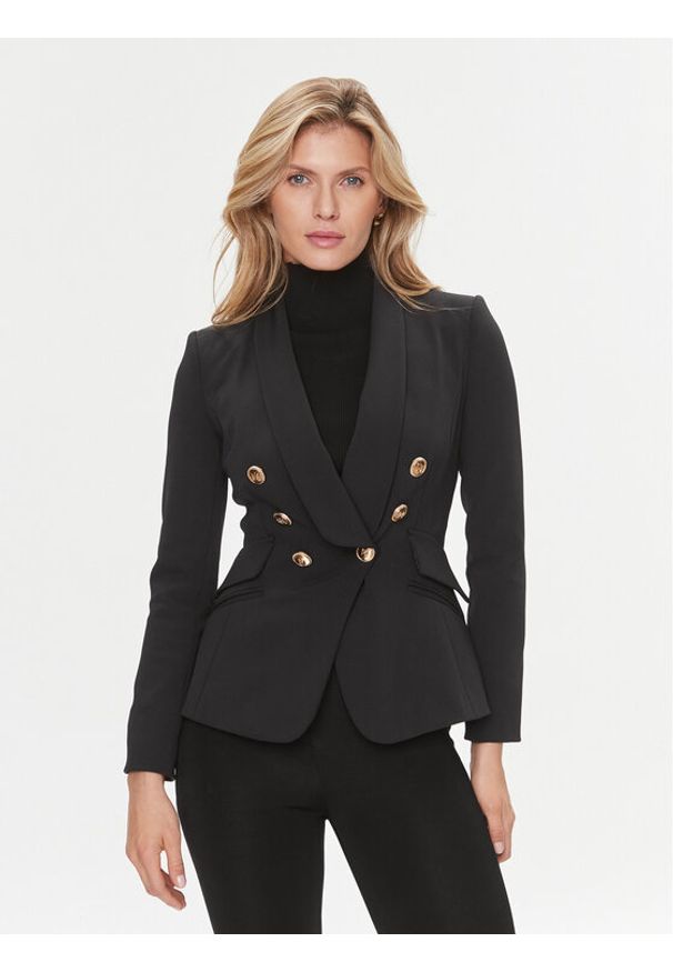 Elisabetta Franchi Marynarka GI-064-36E3 Czarny Regular Fit. Kolor: czarny. Materiał: syntetyk