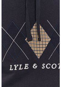 Lyle & Scott - Bluza bawełniana. Okazja: na co dzień. Typ kołnierza: kaptur. Kolor: niebieski. Materiał: bawełna. Wzór: aplikacja. Styl: casual #5