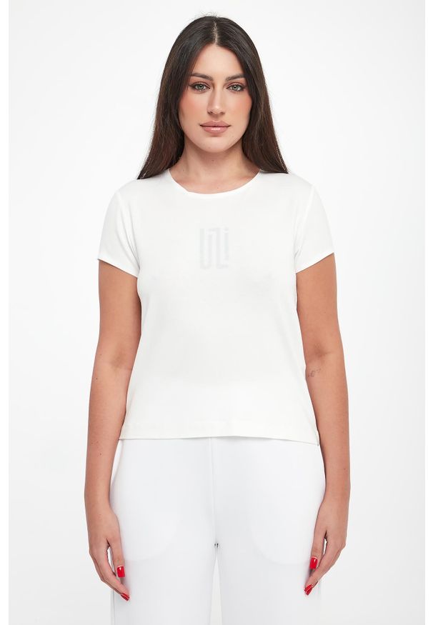 Sportalm - T-shirt damski wiskozowy z logo SPORTALM. Materiał: wiskoza