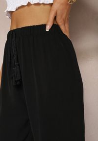 Renee - Czarne Szerokie Spodnie High Waist z Gumką w Pasie Jolfea. Okazja: na co dzień. Stan: podwyższony. Kolor: czarny. Materiał: tkanina. Styl: elegancki, casual #5