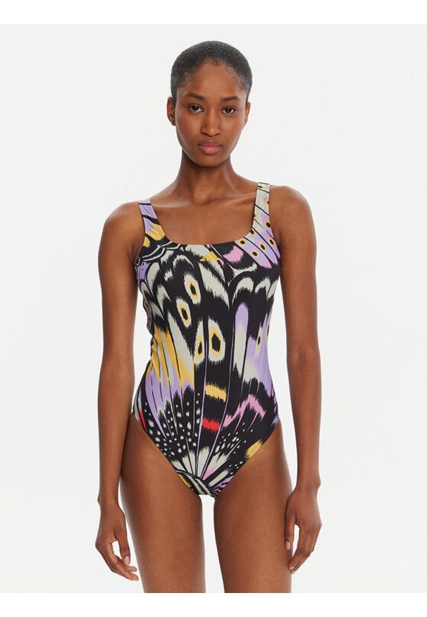 Adidas - adidas Strój kąpielowy FARM Graphic JM8193 Fioletowy Slim Fit. Kolor: fioletowy. Materiał: syntetyk