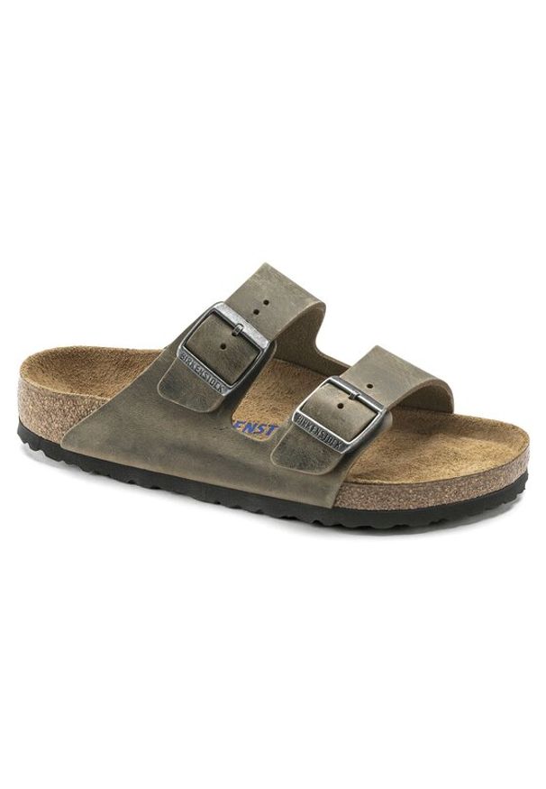 Birkenstock Klapki Arizona Sfb 1019377 Khaki. Kolor: brązowy. Materiał: skóra