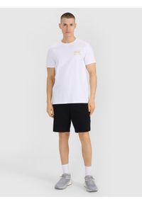 4f - 4F T-shirt regular z nadrukiem męski - biały XXL. Okazja: na co dzień. Kolor: biały. Materiał: bawełna, jersey, tkanina. Długość rękawa: krótki rękaw. Długość: krótkie. Wzór: nadruk. Styl: sportowy, casual, elegancki, klasyczny