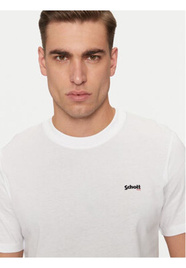 SCHOTT N.Y.C. T-Shirt TSCLAWS1 Biały Regular Fit. Kolor: biały. Materiał: bawełna