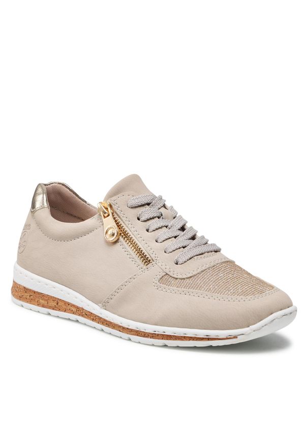 Sneakersy Rieker N5121-60 Beige. Kolor: beżowy. Materiał: skóra