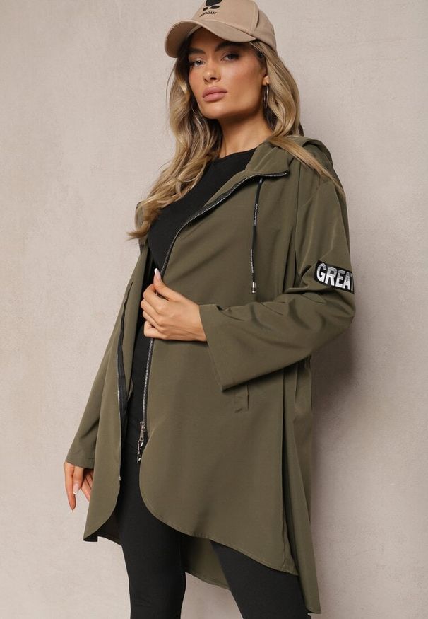 Renee - Ciemnozielona Kurtka Wiatrówka Oversize Palishe. Kolor: zielony. Długość rękawa: długi rękaw. Długość: długie. Styl: elegancki