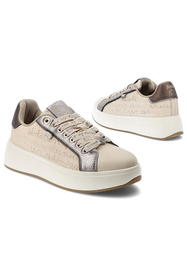 Białe Sneakersy Anekke Sportowe Obuwie Damskie. Okazja: na co dzień. Zapięcie: sznurówki. Kolor: biały. Wzór: napisy. Styl: sportowy