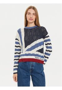 Pepe Jeans Sweter Harlow PL702202 Granatowy Regular Fit. Kolor: niebieski. Materiał: bawełna, syntetyk