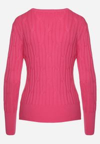 Born2be - Ciemnoróżowy Sweter z Wiskozą Ozdobiony Tłoczeniem Savinia. Okazja: na spotkanie biznesowe, na co dzień. Kolor: różowy. Materiał: wiskoza. Wzór: aplikacja. Styl: elegancki, biznesowy, casual #7