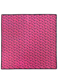 Modini - Różowa poszetka w motyle i kwiatki E115. Kolor: różowy. Wzór: kwiaty #1