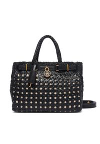 TOMMY HILFIGER - Tommy Hilfiger Torebka American Icon Mini Tote Braided AW0AW18734 Czarny. Kolor: czarny. Materiał: skórzane #1