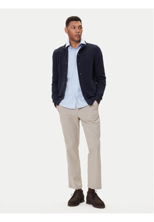 Barbour Kardigan Essential Elbow-Patch MKN0731CH51 Granatowy Regular Fit. Kolor: niebieski. Materiał: wełna