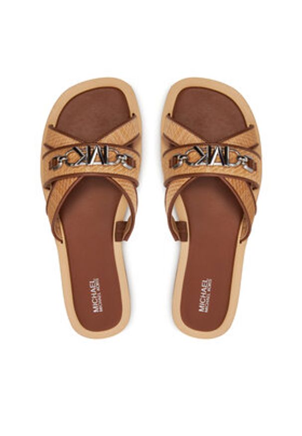 MICHAEL Michael Kors Klapki Tiffanie Flat Slide 40S4TFFS1D Brązowy. Kolor: brązowy