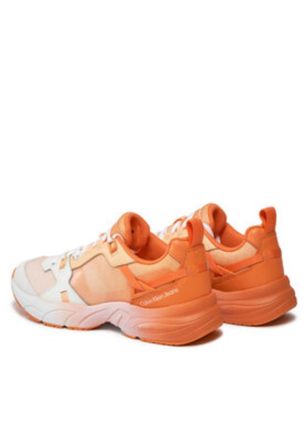 Calvin Klein Jeans Sneakersy Retro Tennis Low Lace Mix Ml Sat YW0YW01307 Pomarańczowy. Kolor: pomarańczowy. Materiał: mesh, materiał