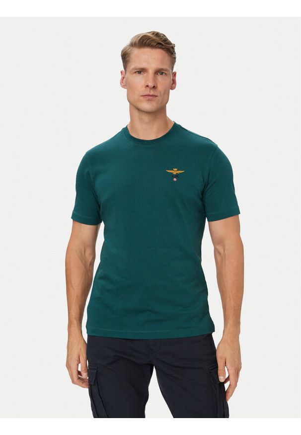 Aeronautica Militare T-Shirt 262TS1580UJ00372 Zielony ciemny Regular Fit. Kolor: zielony. Materiał: bawełna