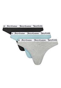 Juicy Couture Komplet 3 par stringów JCLTH224571 Kolorowy. Materiał: bawełna. Wzór: kolorowy