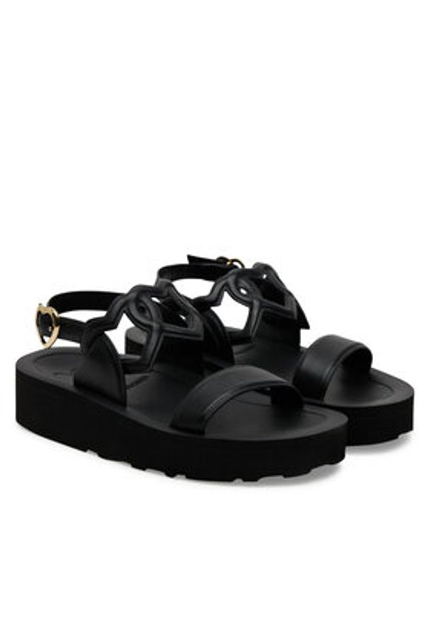 Love Moschino - LOVE MOSCHINO Sandały JA16054I1MIA0000 Czarny. Kolor: czarny. Materiał: skóra