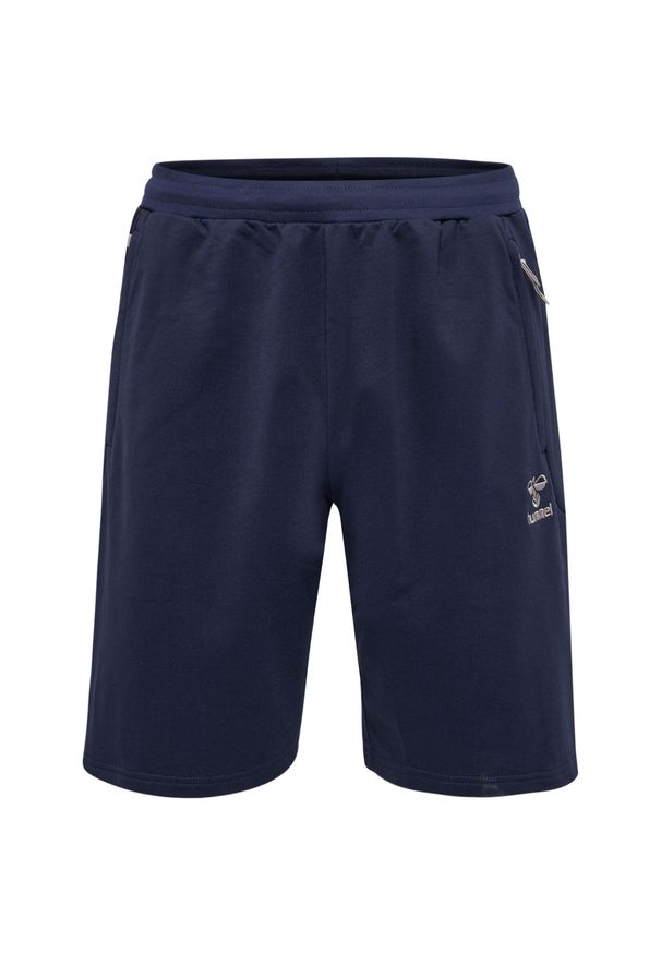 Szorty Hummel Move Grid. Kolor: niebieski. Materiał: materiał. Wzór: nadruk, jodełka. Sport: piłka nożna