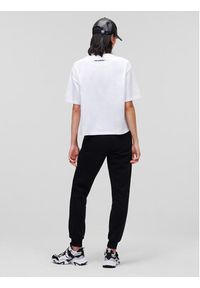 Karl Lagerfeld - KARL LAGERFELD T-Shirt Signature Hem 226W1703 Biały Relaxed Fit. Typ kołnierza: dekolt w karo. Kolor: biały. Materiał: bawełna #6