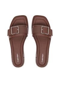 Calvin Klein Klapki Flat Slide W/Buckle - Lth HW0HW02490 Brązowy. Kolor: brązowy. Materiał: skóra #3