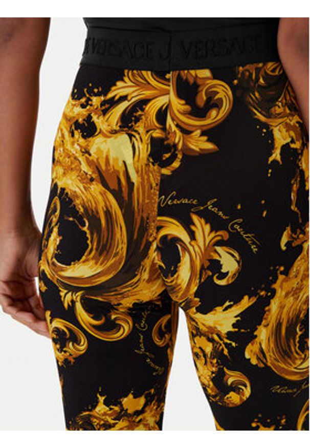 Versace Jeans Couture Legginsy 80HAC107 JS533 Czarny Flare Fit. Kolor: czarny. Materiał: wiskoza