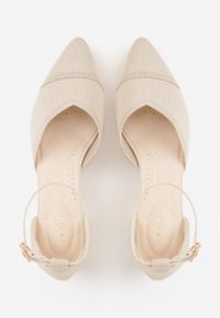 Renee - Beżowe Czółenka ze Sportowej Tkaniny VICES na Słupku z Paskiem przy Kostce Loraira. Zapięcie: pasek. Kolor: beżowy. Materiał: tkanina. Obcas: na słupku. Styl: sportowy #8