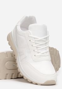 Born2be - Białe Sneakersy Sznurowane Yerotte. Wysokość cholewki: przed kostkę. Kolor: biały. Materiał: materiał. Szerokość cholewki: normalna. Obcas: na płaskiej podeszwie #3