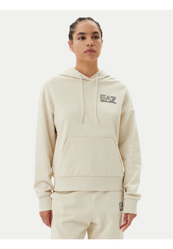 EA7 Emporio Armani Bluza 7W000101 AF12473 U1079 Beżowy Loose Fit. Kolor: beżowy. Materiał: bawełna