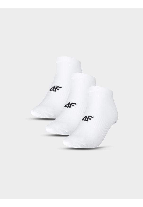 4f - 4F Skarpetki casual przed kostkę (3-pack) męskie - białe 32-34. Kolor: biały. Materiał: materiał, włókno, bawełna, poliamid