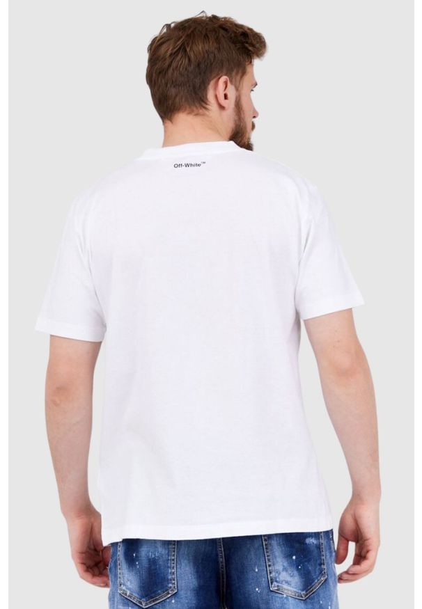 OFF-WHITE Biały t-shirt męski z nadrukiem mona lisy. Kolor: biały. Wzór: nadruk