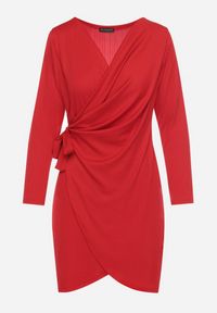 Born2be - Czerwona Sukienka Kopertowa Mini Wiązana w Pasie Icona. Kolor: czerwony. Typ sukienki: kopertowe. Styl: elegancki. Długość: mini #4