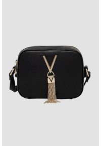 Valentino by Mario Valentino - VALENTINO Czarna torebka ze złotymi okuciami Divina Camera Bag. Kolor: czarny. Styl: elegancki, casual, wizytowy #1