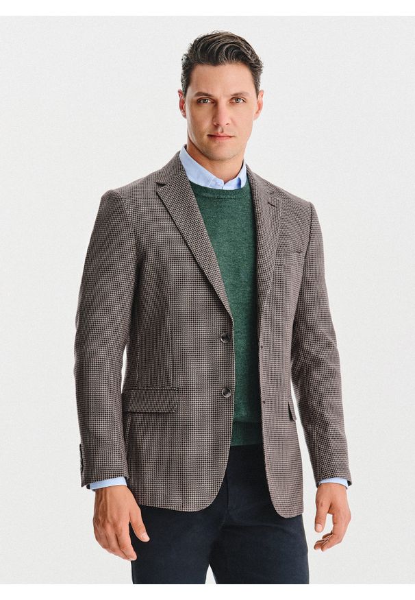 Pako Lorente - PAKO LORENTE – Wełniana marynarka w drobną kratę. Materiał: wełna