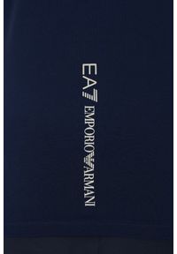 EA7 Emporio Armani - EA7 Granatowy damski t-shirt ze srebrnym logo, Rozmiar M. Kolor: niebieski #4