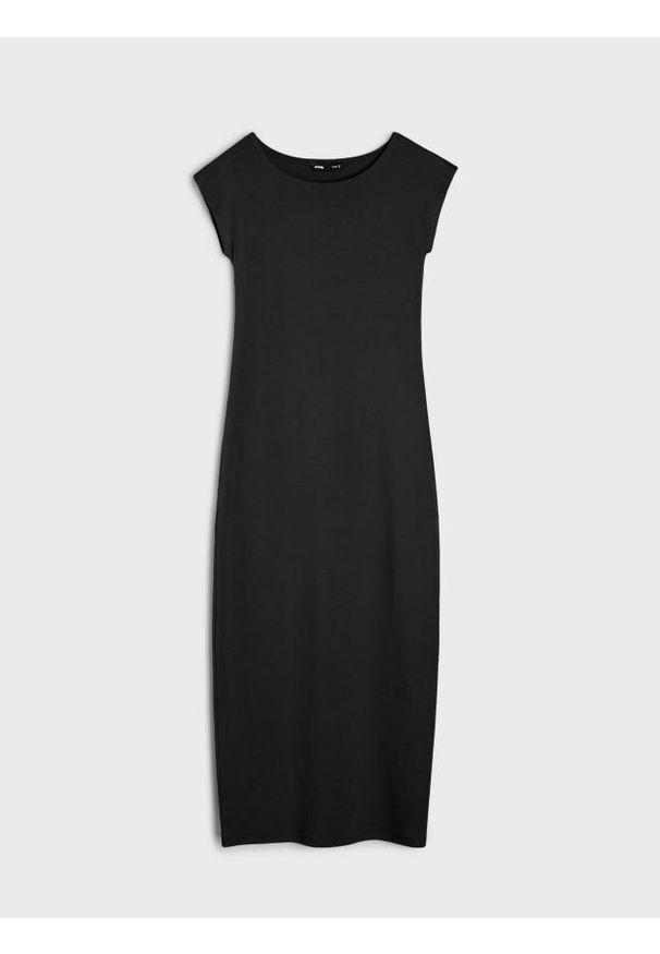 Sinsay - Sukienka midi o klasycznym kroju - czarny. Kolor: czarny. Styl: klasyczny. Długość: midi