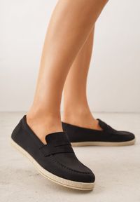 Born2be - Czarne Mokasyny Ozdobione Plecionką Fennata. Kolor: czarny. Wzór: aplikacja. Styl: klasyczny, boho #1